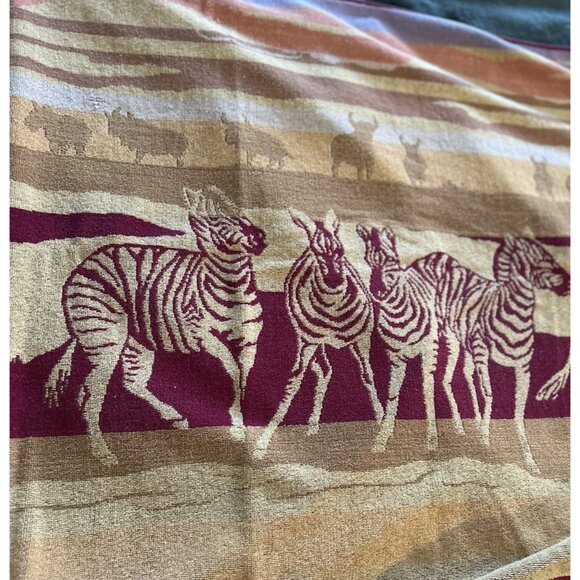 Beach Towel Body Towel SAFARI Giraffe Zebra Saydah Vintage 100% Cotton 56" x 30" - Picture 5 of 10